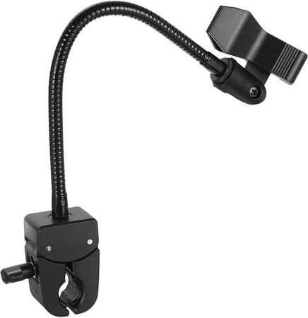 PATIKIL Support de micro de bureau en col de cygne flexible de 30,5 cm de long avec clip pour micro - Portée de 28 à 40 mm pour diffusion en direct, podcast, radio, conférences, chant, noir (style 6)