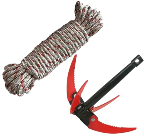 BESTonZON Outil D'arrachage d'herbe en Acier Inoxydable Pliable pour Étang Aquatique 4 Dents Dentelées, Usage Extérieur Jardinage Lac, Outil De Nettoyage Aquatique Solide