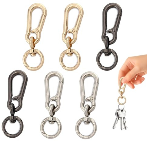 6 Pièces Porte Clef, Mousqueton Porte Clé Porte Clef Mousquetons en Métal Porte-Clés Homme pour Accrocher dans Le Sac à Dos, Clés de Voiture pour Sac à Dos, Voyage, Camping, Amovible, Clés de Voiture