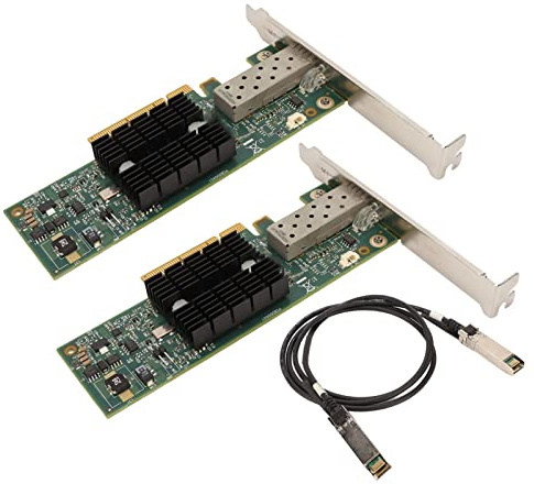 Plyisty Tarjeta de Red SFP PCIe, hasta 10 Gbps de Alta Velocidad Mnpa19 SFP PCIe Nic Adaptador de Red para para PC, con Cable de Conversión de 3,28 Pasteles