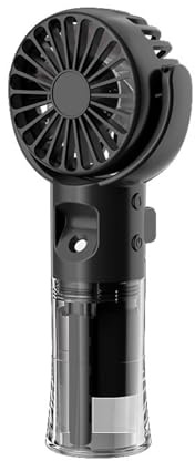 PURPLELILY Ventilador de nebulización con rociador de agua recargable de mano pequeño, ventilador de 4 velocidades