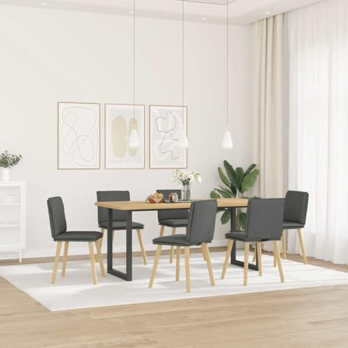 Frdhee Sillas de visitantes de comedor voladizo, 6 unidades, tela gris oscuro, para sala de estar, dormitorio