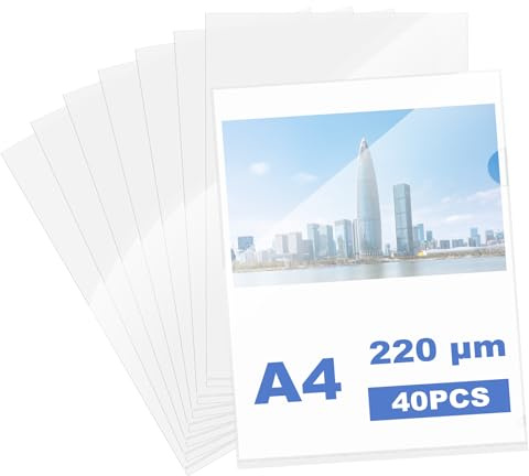 KASURE 40 Stück Klarsichthüllen A4 Seitlich Offen, Klarsicht Aktenhüllen, Sichthüllen Aktenhüllen A4, Transparente Dokumentenmappen aus Kunststoff für Aufbewahrung von Papier, Mappen, Büro der Schule