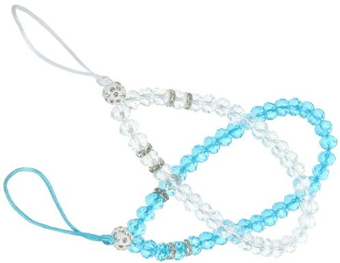 Toddmomy Cordón para Teléfono Móvil Cuentas de Cristal Azul y, Cuerda Antideslizante 2 Piezas, Accesorio Decorativo Práctico para Colgar Celular en Uso Diario