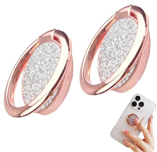 ZHAOYCSH 2 Piezas Anillo para Teléfono Móvil, Soporte de Anillo Metálico con Rotación 360° - Anillo de Agarre Universal para Smartphone (Rosa Oro) - Accesorios Portátiles para Teléfono Móvil