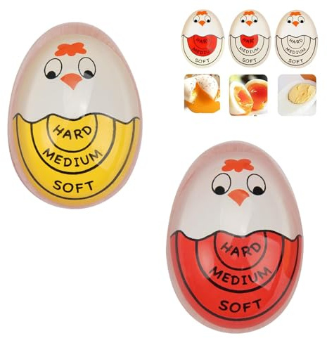 2-Pack Cute Egg Timer, Color Changing Egg Timers | Perfect Boiled Eggs to Soft, Medium & Hard Perfection, Heat-Sensitive Kitchen Gadgets with Yolk Doneness Indicator