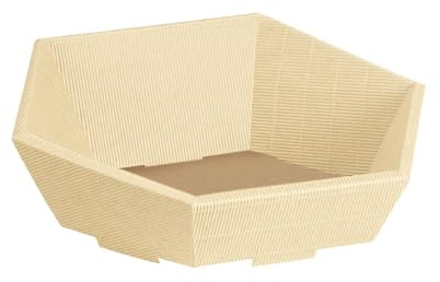 Präsentkorb Geschenkkorb 245x295 leer 6-Eck, offene Welle, creme, Geschenkverpackung im Set: 25 Stück