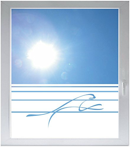INDIGOS UG Sichtschutzfolie Glasdekorfolie Fensterfolie mit Motiv satiniert Blickdicht - d301 Exquisite Linien - 1200 mm Länge - 500 mm Höhe Streifen - selbstklebend - matt