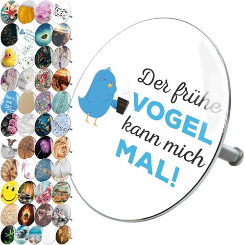 Sanilo Badewannenstöpsel, viele schöne Stöpsel für die Badewanne zur Auswahl, universal mit Motiv (Der frühe Vogel)