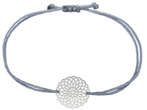 Selfmade Jewelry Armband Damen Silber Mandala Handgemachtes Makramee Armkettchen mit Lebensblume Inkl. Geschenk-Verpackung