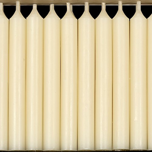 20 Baumkerzen durchgefärbt 110mm x Ø 13mm - Kerzen mit rückstandsfreiem Abbrand, 2,5h Brenndauer, rußarm, geruchsneutral, Farbe:Elfenbein