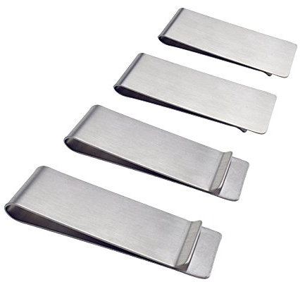 SourceTon Premium Geldklammer aus Edelstahl (4er-Pack) – Schlanke, minimalistische Brieftasche & Kreditkartenetui für Herren, RFID-blockierende Metallgeldbörse – Silber, Silber, Small, Minimalistisch