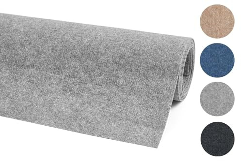 andiamo Teppichboden Milo, Nadelfilz Auslegware, 200 x 500 cm, Grau | Meterware zum Zuschneiden, 2,5 mm Höhe, 75% Polyester und 25% Polypropylen, für Hobbyraum, Wohnwagen