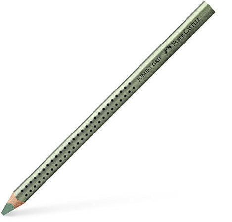 Faber-Castell 110985 - Caja con 12 ecolápices colores metálicos Jumbo Grip Metallic, color verde metálico