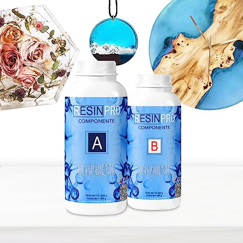 Resin Pro ® 800 Gr Resina Epossidica Ultra Trasparente Atossica - Resina + Indurente, Effetto Acqua per Creazioni Artistiche, Rivestimento Superfici, Modellismo, DIY, Bricolage