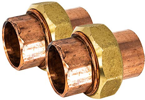 PROCURU 2-Pack 1/2-Inch Copper Union CxC Sweat Connection, Made in USA, Certified Safe for Drinking Water (CWUN0012-2P)