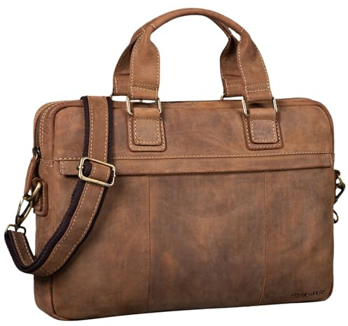 STILORD Andrew Vintage Business Ledertasche Klassische Aktentasche für Herren und Damen 13,3 Zoll Laptoptasche für Arbeit Büro Aufsteckbar Farbe:Used Look - braun