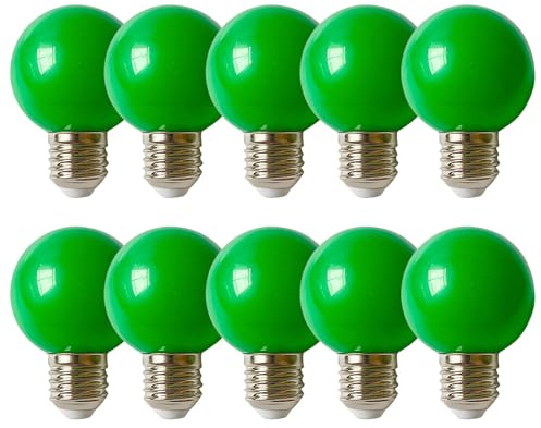 Grün G60 Deko Glühbirne Lichterkette Bunte Leuchtmittel E27 Led Globo Kugel Glühbirnen 2W, Energiesparend Langlebig Farbige Lichterketten Für Zimmer, Weihnachten Baum, Party Nachtlichter, 10 stück