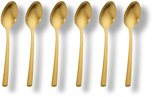 ECHTWERK Cuillère à café/thé/moka, set de 6 cuillères, pour café et thé, avec surface brillante, en acier inoxydable 18/10 de haute qualité, moderne et durable, Avelino-Gold Edition