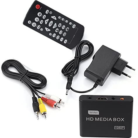 Multimedia Player HDMI, Full HD Mini Box Media Player 1080P Media Player Box Support USB MMC RMVB MP3 AVI MKV (Schwarz)
