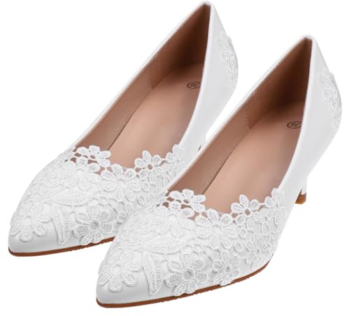 Holibanna Zapatos de tacón bajo para novia, boda, noche, fiesta, tacón bajo, 5 cm, vestido elegante