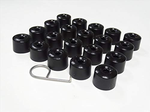Partsdealers Coperchi per dadi ruota rotondi per VW Arteon Beetle Caddy Golf Jetta Polo Passat Scirocco Skoda Tiguan T-Cross T-Roc (nero lucido 16+4)