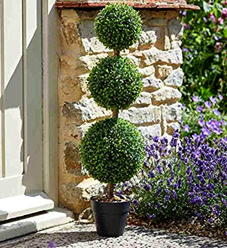 Garden Mile Árbol de boj artificial de 80 cm, planta de tres bolas falsas para decoración de jardín al aire libre, planta de interior de casa, plantas en maceta de imitación grandes, 3 bolas, árboles