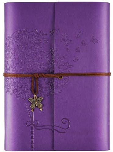 Diario per quaderni in pelle, diario ricaricabile per donne ragazze, diario per viaggiatori retrò a righe regalo A5 16,5 cm x 23,4 cm (viola)