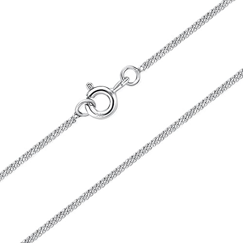 DTPsilver® Cadena Barbada en Plata de Ley 925 muy Fina - Cadena Plata Mujer - Cadena Hombre - Cierre de Reasa - Espesor 1.2 mm - Longitud: 55 cm