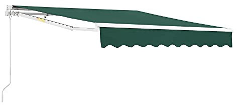 [en.casa] Store Banne Rétractable Manuel Marquise à Bras Articulé avec Manivelle Montage Mural Inclinaison Réglable Aluminium Polyester 250 x 200 cm Vert Foncé