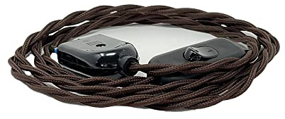Câblage pour Abat-Jour de Lampe avec Câble Électrique en Tissu. Couleurs Variées. (Tresse Brune)