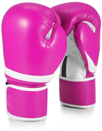 Flexzion Rosa hållbara vadderade boxningshandskar – 295 ml träningshandskar för kvinnor för tung väska och kickboxning/MMA