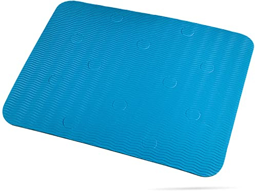Waterproof Shower Chair Cushion Soft Foam Pad for Shower Seat Inside Bathroom, Non Slip Stripes Surface Bathtub Mat with Stickable Backing, Bath Rug Dry Quickly