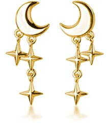 SLUYNZ 925 Sterling Silber Kleine Stern Ohrstecker für Mädchen Damen Kleine Ohrringe Mond Stern Ohrstecker Ohrringe