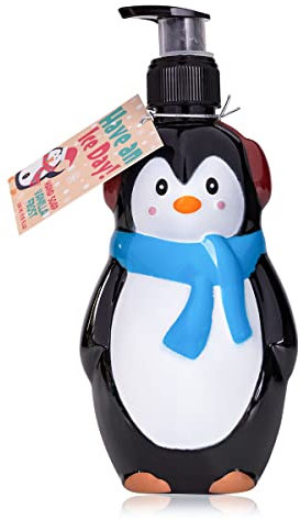 Accentra Have an Ice Day 8156666 Distributeur de Savon Liquide à Pompe en Forme de Pingouin 310 ML Parfum Vanille Frost Noir et Blanc