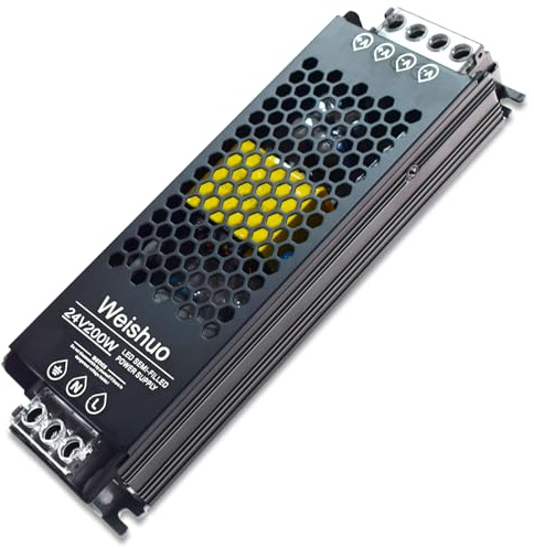 Transformador LED 24V 200W 8.3A Ultrafino Controlador LED de Voltaje Constante AC 220V a 24V IP20 Fuente de Alimentacion para Tira LED Bombillas Luces de Interior