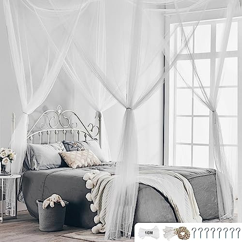 mizikuu Mosquito Net, 190 x 210 x 240 cm Mosquito Net for Bed for 4 Corner Poster Bed Portable Mosquito Netting Large Double Bed Mosquito net Ideal for Home, Traveling, Camping