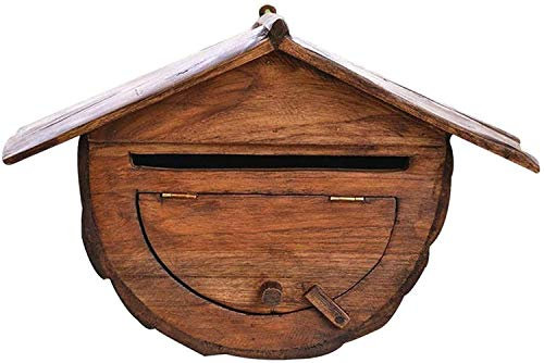 Wandmontierter wasserdichter Wandbriefkasten Villa Outdoor Holz Regenfester Briefkasten Heimwerker Retro Briefkasten Abschließbare Außenseite (Braun B 39 * 11 * 26cm)(Braun B 39 * 11 * 26cm)