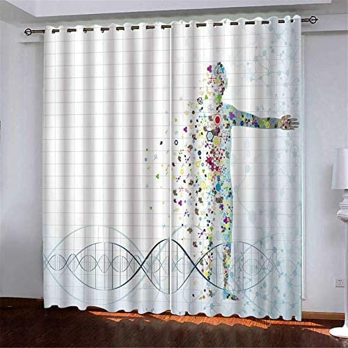 Vorhang Blickdicht Ösen Thermo Verdunkelungs Polyester Gardinen 2 Stück 3D Volltonfarbe Des Menschlichen Elements Für Schlafzimmer Wohnzimmer Kinder Oder Babyzimmer 150(B)X166(H) Cm - Bedruckte Verdu