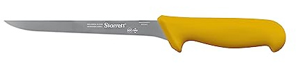 Starrett Professional Boning Knife - BKY104-8 Narrow Straight 8 Inch Ultra Sharp Sanitized Steel Blade - Yellow Handle Kitchen Chef's Knife