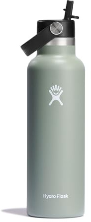 HYDRO FLASK - Trinkflasche 621ml (21oz) mit Strohdeckel - Vakuumisolierte, Wiederverwendbare Flasche aus Edelstahl - Auslaufsicherer Deckel - Heiß & Kalt - Kleine Öffnung - Agave | Edelstahl, auslaufsicher, Becherhalter kompatibel - isoliert kalt 24 Stunden - Agave