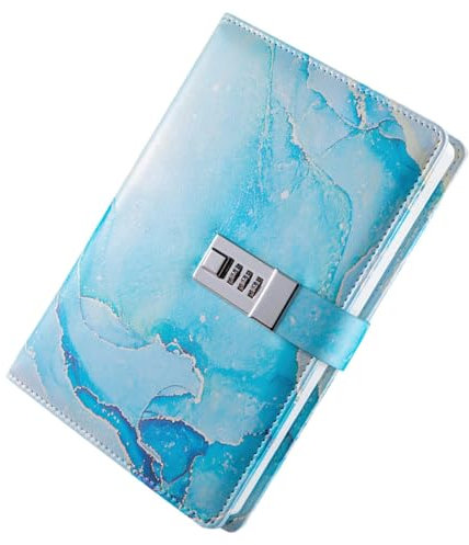 Colcolo Diary with Lock Locked Diary 180 Pages Personal Notebook Lock Journal A5 PU Leather Journal Locking Journal Kids Adults Teens, Blue