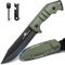 Purple Dragon Survival Messer Feststehende Klinge mit Grüner Kydex Scheide, Full Tang Outdoor Messer aus einem Stück D2 Stahl, Jagdmesser mit G10 Griff für Bushcraft und Camping,Geschenke für Männer