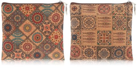 Andibro 2 Stück Kleine Geldbörsen für Damen,Boho Mini Geldbörse mit Reißverschluss Schlüsselhalter Kleingeldtasche für Mädchen