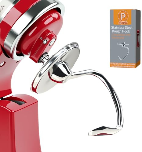 Stainless Steel Dough Hook for Kitchen Aid 4.5-5 Quart Tilt-Head Stand Mixer, Compatible with Kitchen Aid Accessories and Attachments