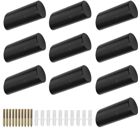 0XBIT 10 Stück Schwarz Rund Holz Kleiderhaken - Tragfähigkeit von ca 10 kg, geeignet für Hüte, Rucksäcke, Schals, Kleidung
