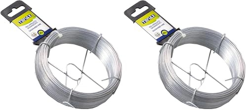 TENAX Verzinkter Eisendraht, Silber, Länge 80 m - Durchmesser 1 mm, zum Binden und Umzäunen, Bastel- und Heimwerkerarbeiten (Packung mit 2)