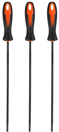 M METERXITY 3-Pack Chainsaw Sharpening File, 3/16 Inch Round Sharpening File Steel Chainsaw File with Plastic Handle for Sharpening/Chainsaw/Round Files [Black,Orange]