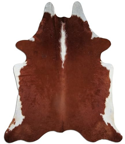 Livorio Premium Kuhfell Teppich - braun weiß - Hereford - einmaliges Naturprodukt aus Südamerika | Rinderfell | Echtfell