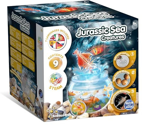 Science4you Creature Marine Giurassiche per Bambini di 6+ Anni - Creare un Ecosistema per Draghi d'Acqua Animali Acquatici vivi con una vasca, Regalo Giocattolo per Bambini di 5 6 7 8+ Anni